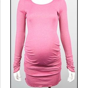 Michael Stars Purple Ruched Maternity Tunic Dress